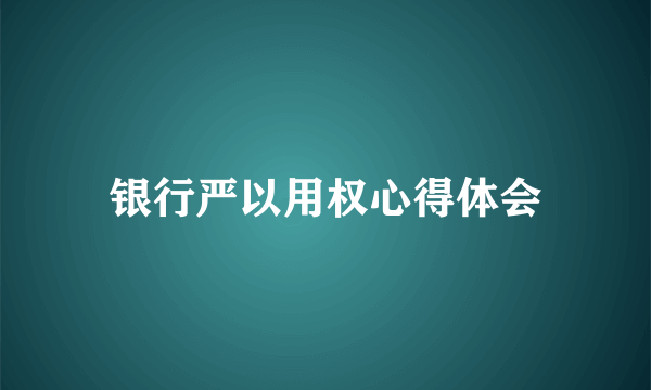 银行严以用权心得体会