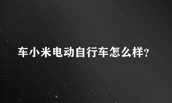 车小米电动自行车怎么样？