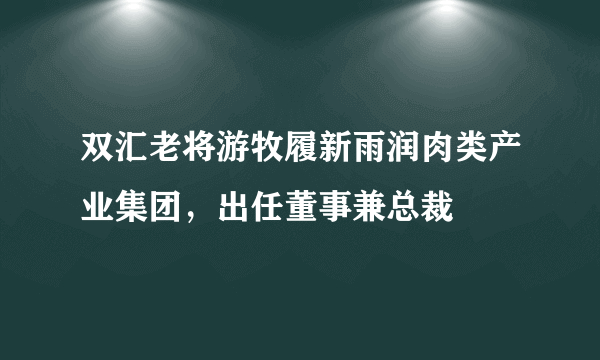 双汇老将游牧履新雨润肉类产业集团，出任董事兼总裁