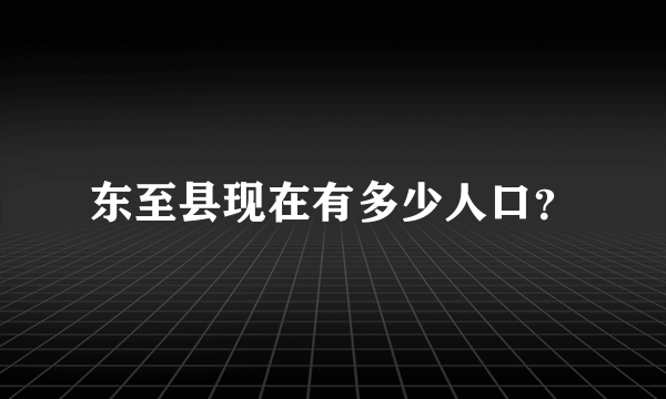 东至县现在有多少人口？