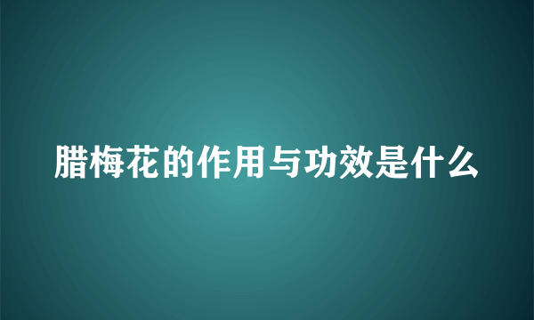 腊梅花的作用与功效是什么