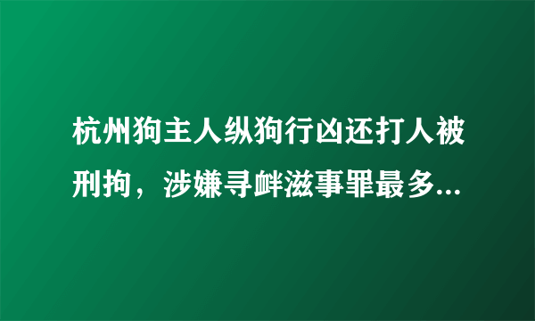 杭州狗主人纵狗行凶还打人被刑拘，涉嫌寻衅滋事罪最多判几年?