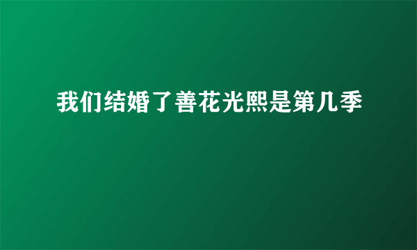 我们结婚了善花光熙是第几季