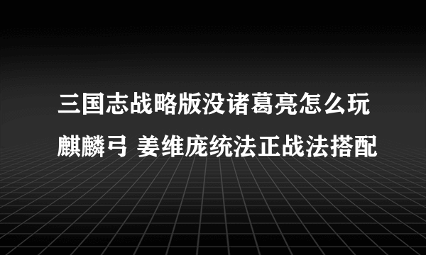 三国志战略版没诸葛亮怎么玩麒麟弓 姜维庞统法正战法搭配