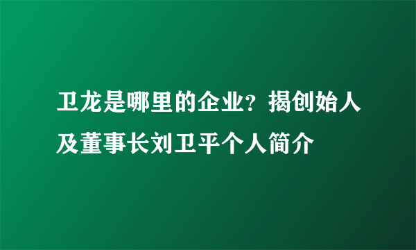 卫龙是哪里的企业？揭创始人及董事长刘卫平个人简介