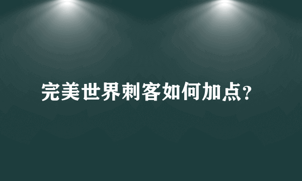 完美世界刺客如何加点？