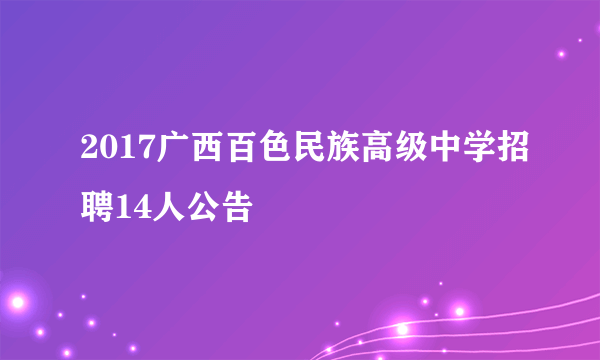 2017广西百色民族高级中学招聘14人公告