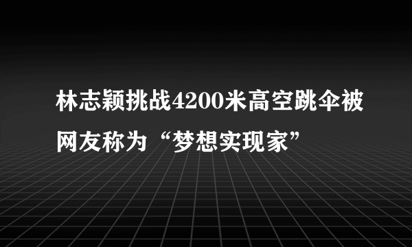 林志颖挑战4200米高空跳伞被网友称为“梦想实现家”