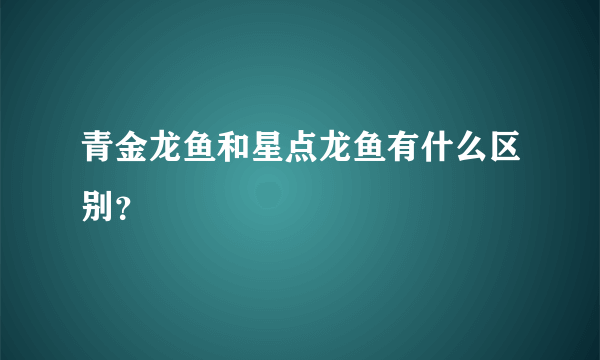 青金龙鱼和星点龙鱼有什么区别？