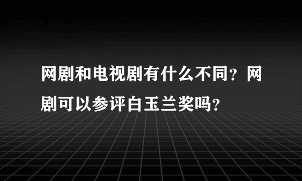 网剧和电视剧有什么不同？网剧可以参评白玉兰奖吗？