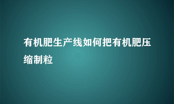 有机肥生产线如何把有机肥压缩制粒