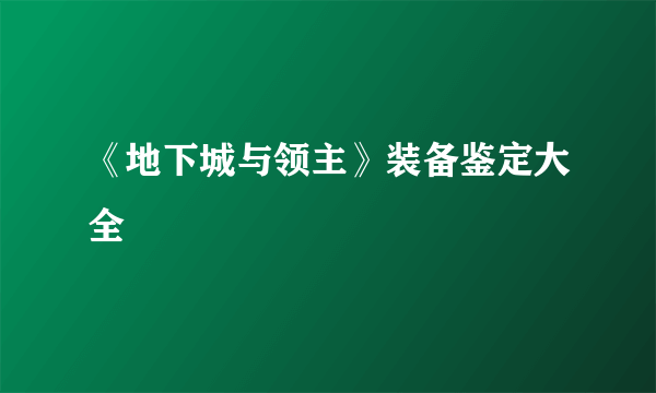 《地下城与领主》装备鉴定大全