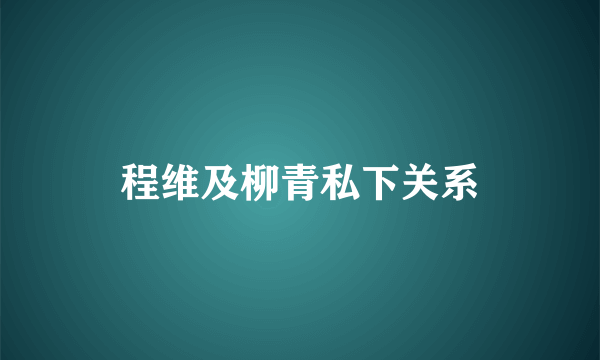 程维及柳青私下关系