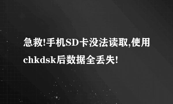 急救!手机SD卡没法读取,使用chkdsk后数据全丢失!