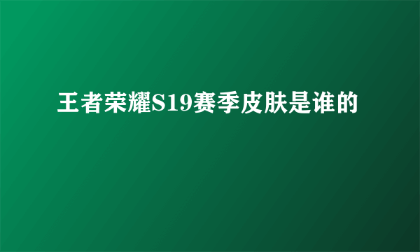 王者荣耀S19赛季皮肤是谁的