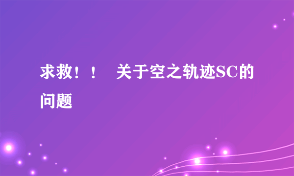 求救！！  关于空之轨迹SC的问题