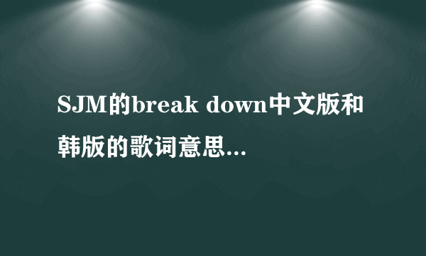 SJM的break down中文版和韩版的歌词意思是一样的吗?