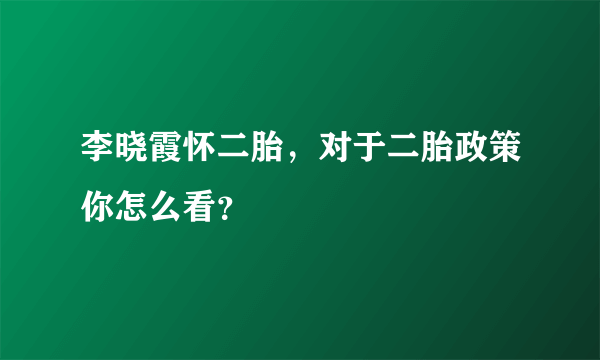 李晓霞怀二胎，对于二胎政策你怎么看？