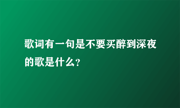 歌词有一句是不要买醉到深夜的歌是什么？