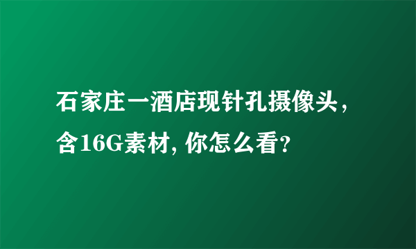 石家庄一酒店现针孔摄像头，含16G素材, 你怎么看？