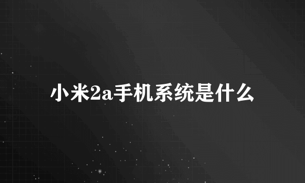 小米2a手机系统是什么