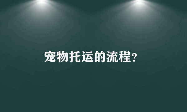 宠物托运的流程？