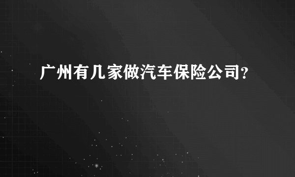 广州有几家做汽车保险公司？