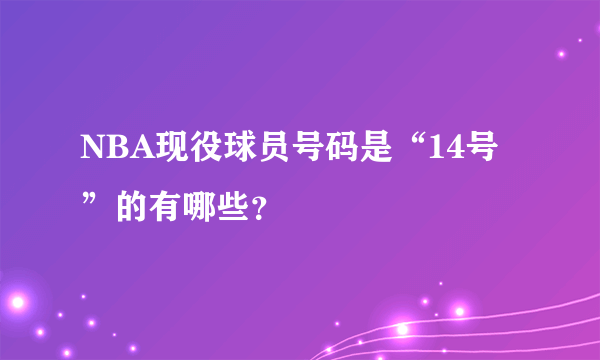 NBA现役球员号码是“14号”的有哪些？