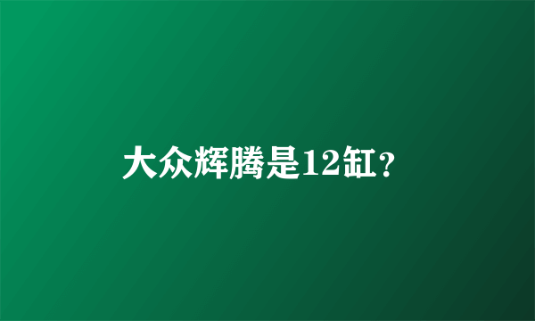 大众辉腾是12缸？