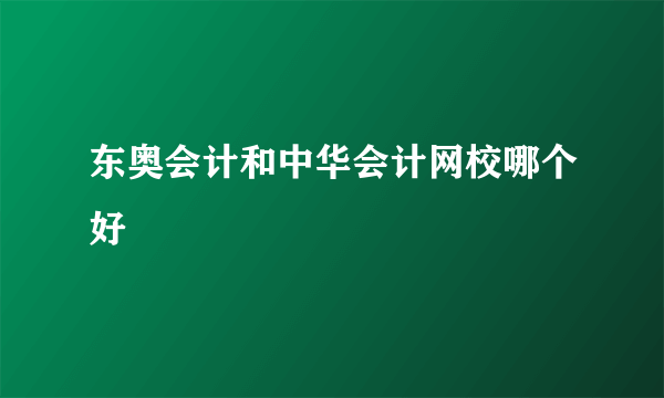 东奥会计和中华会计网校哪个好