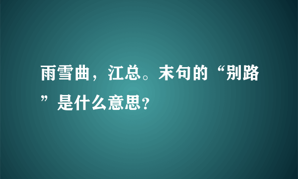 雨雪曲，江总。末句的“别路”是什么意思？