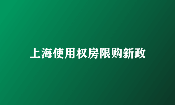 上海使用权房限购新政