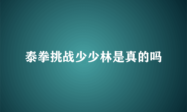 泰拳挑战少少林是真的吗