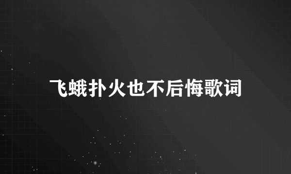 飞蛾扑火也不后悔歌词