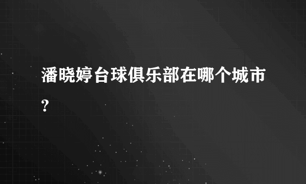 潘晓婷台球俱乐部在哪个城市?