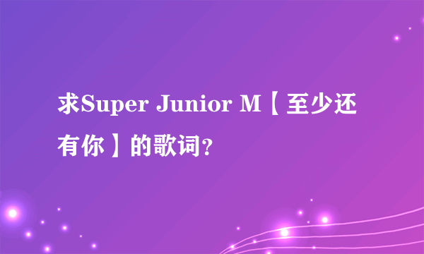 求Super Junior M【至少还有你】的歌词？