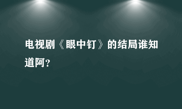 电视剧《眼中钉》的结局谁知道阿？