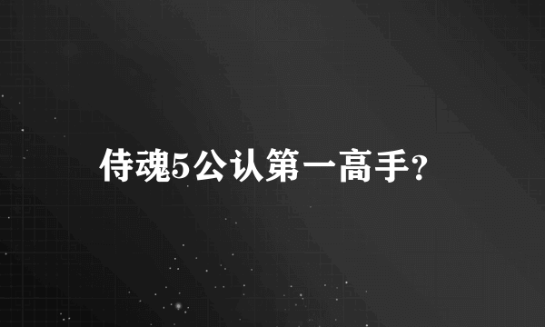 侍魂5公认第一高手？