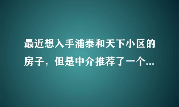 最近想入手浦泰和天下小区的房子，但是中介推荐了一个边户，浦泰和天下小区噪音大吗？可以入手吗？