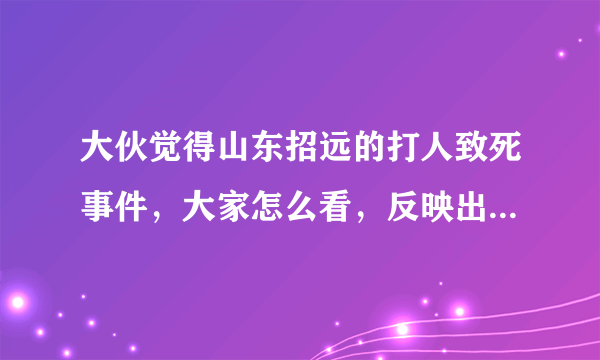 大伙觉得山东招远的打人致死事件，大家怎么看，反映出当时社会什么状况？