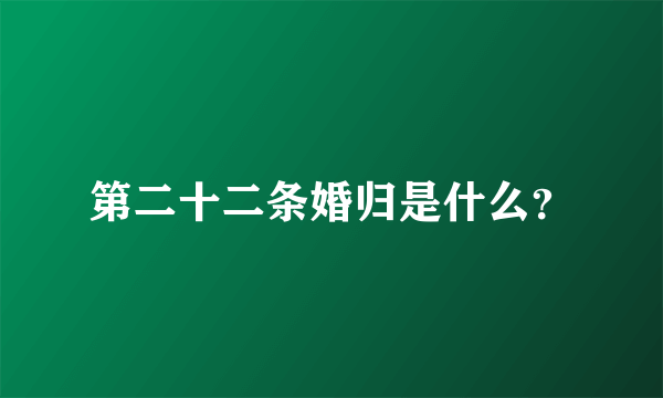 第二十二条婚归是什么？