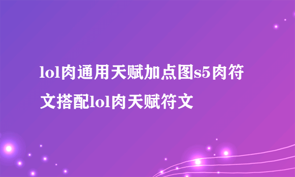 lol肉通用天赋加点图s5肉符文搭配lol肉天赋符文