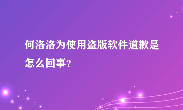 何洛洛为使用盗版软件道歉是怎么回事？