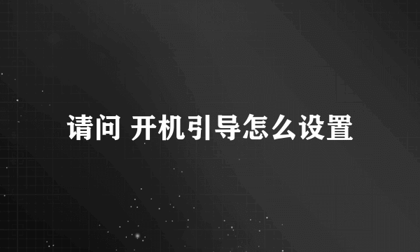 请问 开机引导怎么设置