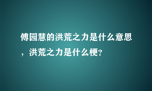 傅园慧的洪荒之力是什么意思，洪荒之力是什么梗？