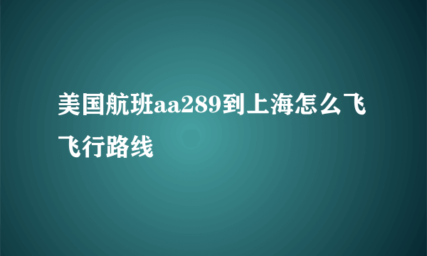 美国航班aa289到上海怎么飞 飞行路线