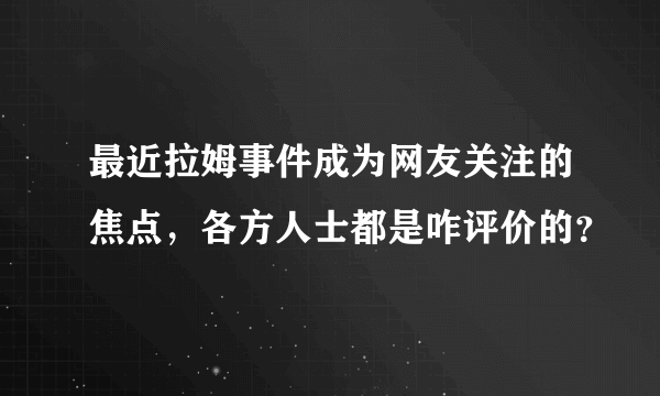 最近拉姆事件成为网友关注的焦点，各方人士都是咋评价的？