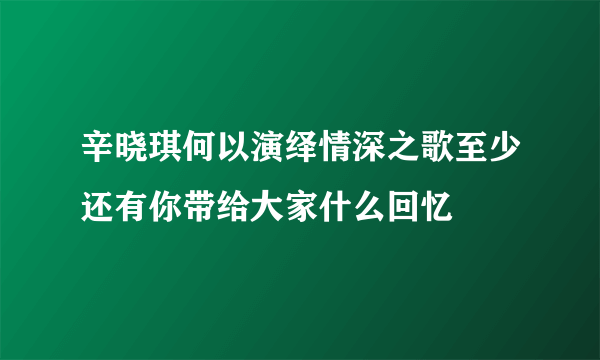 辛晓琪何以演绎情深之歌至少还有你带给大家什么回忆