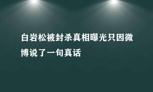 白岩松被封杀真相曝光只因微博说了一句真话