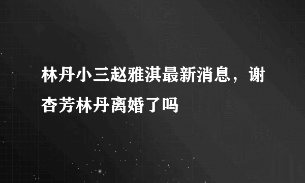 林丹小三赵雅淇最新消息，谢杏芳林丹离婚了吗